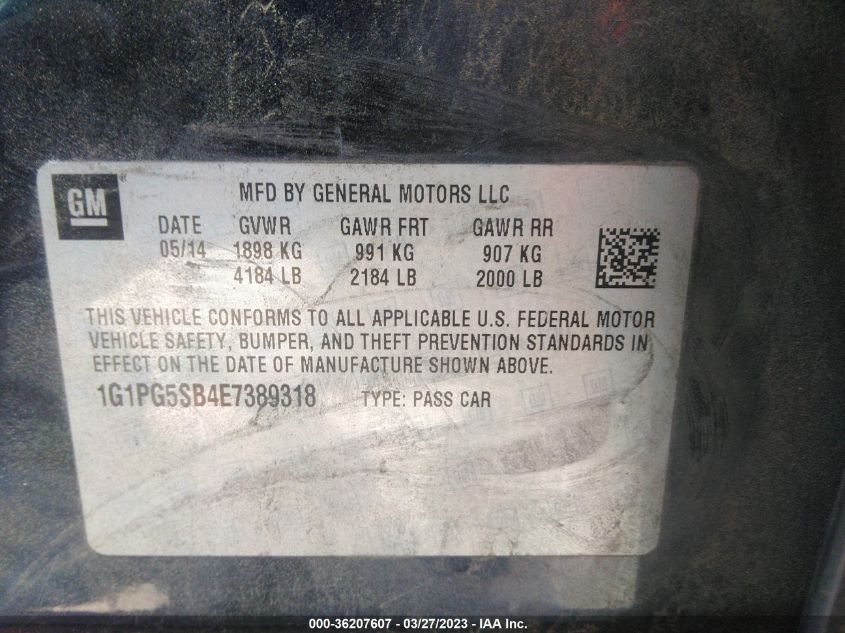 2014 CHEVROLET CRUZE LTZ - 1G1PG5SB4E7389318