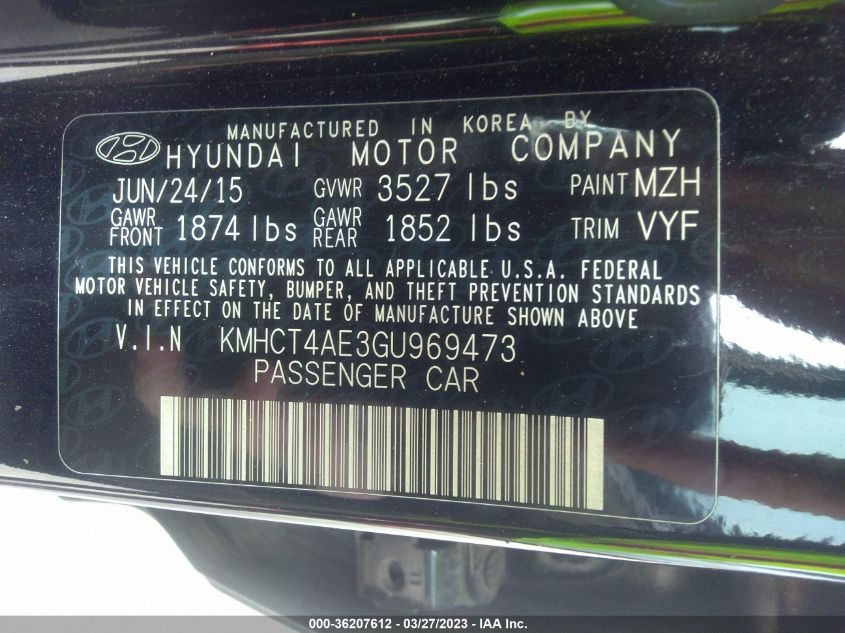 2016 HYUNDAI ACCENT SE - KMHCT4AE3GU969473