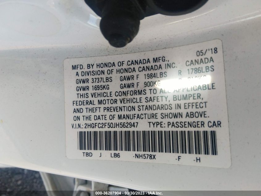 2018 HONDA CIVIC SEDAN LX - 2HGFC2F50JH562947
