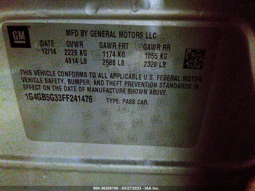 2015 BUICK LACROSSE LEATHER - 1G4GB5G33FF241476
