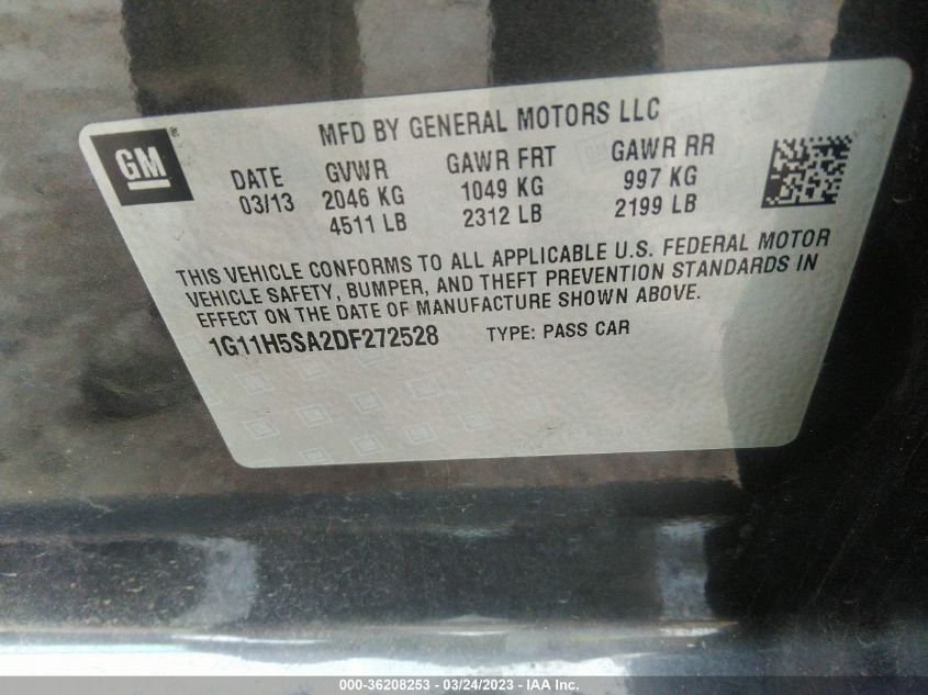 2013 CHEVROLET MALIBU LTZ - 1G11H5SA2DF272528