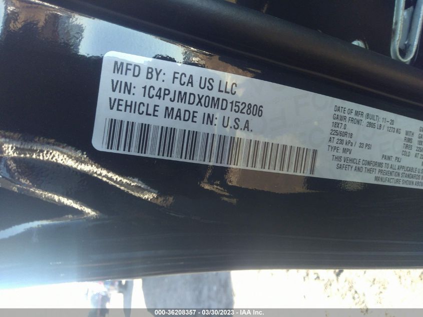 2021 JEEP CHEROKEE LIMITED - 1C4PJMDX0MD152806