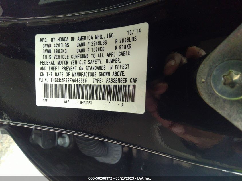 2015 HONDA ACCORD SEDAN LX - 1HGCR2F39FA048665