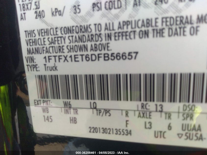 2013 FORD F-150 FX4 - 1FTFX1ET6DFB56657