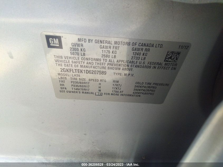 2013 GMC TERRAIN SLE - 2GKFLTEK1D6207589