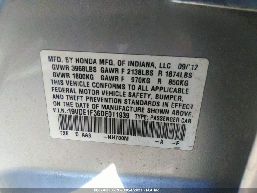 2013 ACURA ILX - 19VDE1F36DE011939