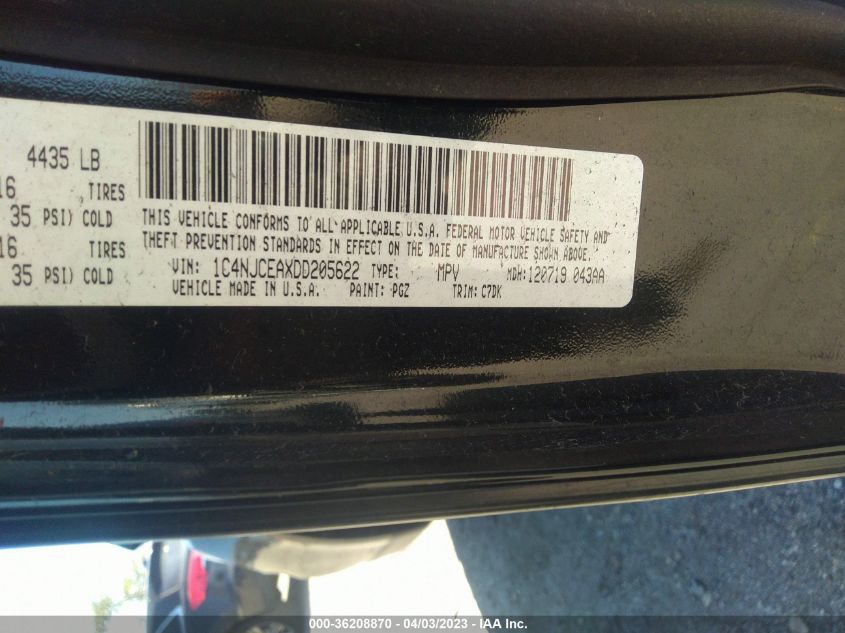 2013 JEEP COMPASS LATITUDE - 1C4NJCEAXDD205622