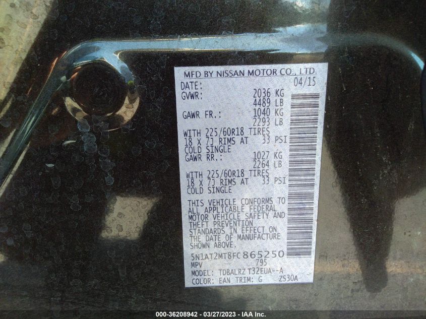 2015 NISSAN ROGUE SL - 5N1AT2MT8FC865250