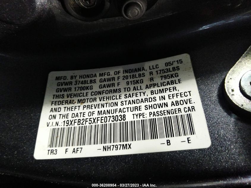 2015 HONDA CIVIC SEDAN LX 19XFB2F5XFE073038