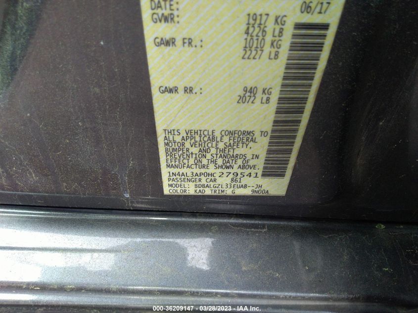 2017 NISSAN ALTIMA 2.5 S - 1N4AL3AP0HC279541
