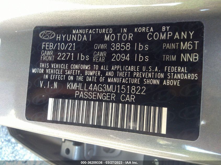 2021 HYUNDAI ELANTRA SE - KMHLL4AG3MU151822