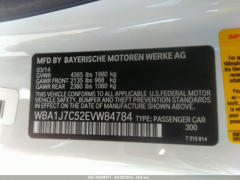 2014 BMW 2 SERIES M235I - WBA1J7C52EVW84784