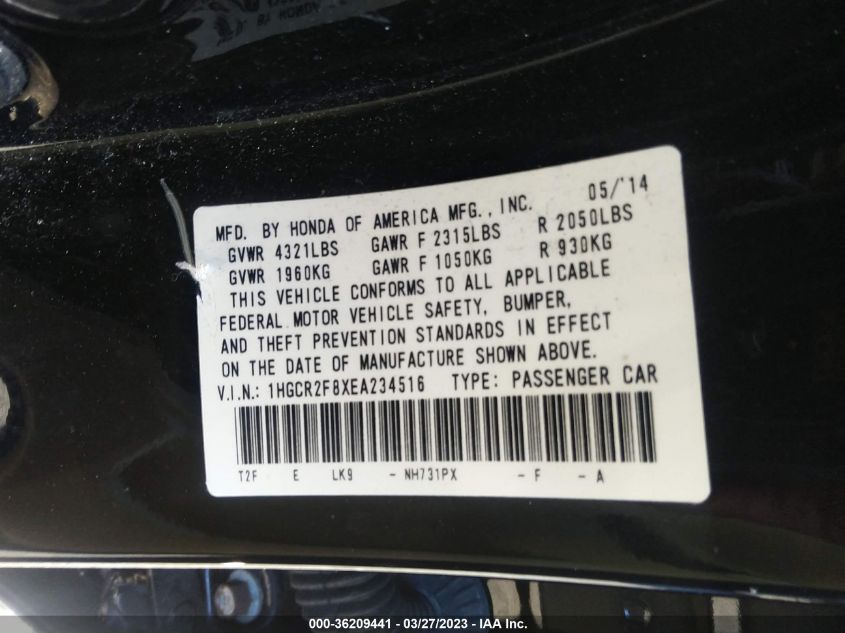 2014 HONDA ACCORD EX-L - 1HGCR2F8XEA234516