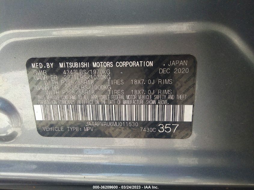 2021 MITSUBISHI OUTLANDER SPORT SE - JA4APVAU6MU011530