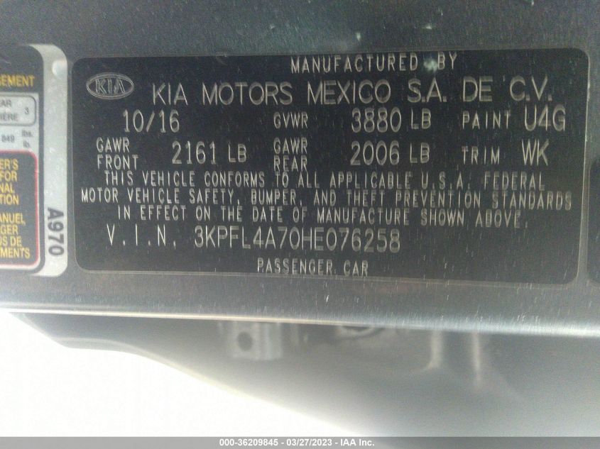 2017 KIA FORTE S - 3KPFL4A70HE076258