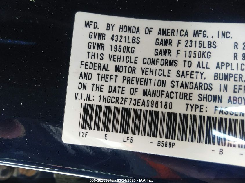 2014 HONDA ACCORD SEDAN EX - 1HGCR2F73EA096180