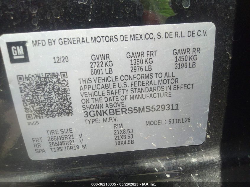 2021 CHEVROLET BLAZER RS - 3GNKBERS5MS529311