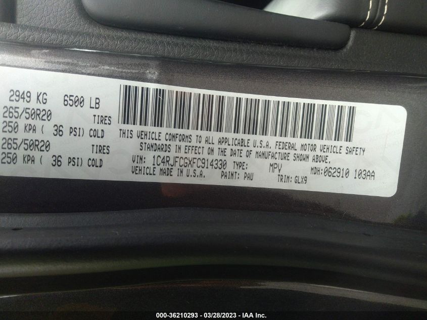2015 JEEP GRAND CHEROKEE OVERLAND - 1C4RJFCGXFC914330