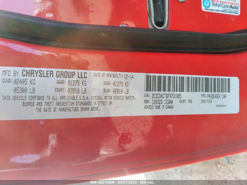 2015 DODGE CHARGER ROAD/TRACK - 2C3CDXCT6FH731895