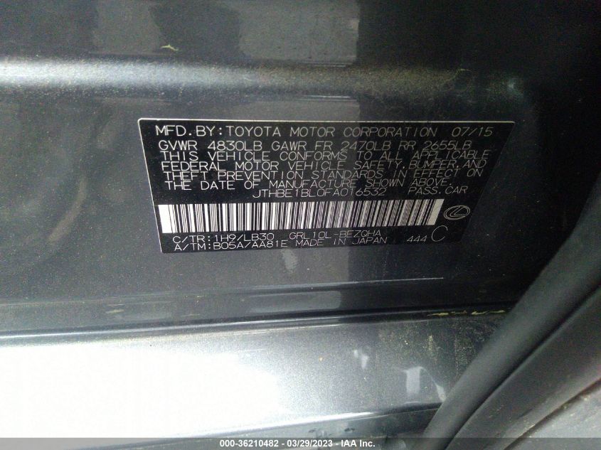 2015 LEXUS GS 350 - JTHBE1BL0FA016532