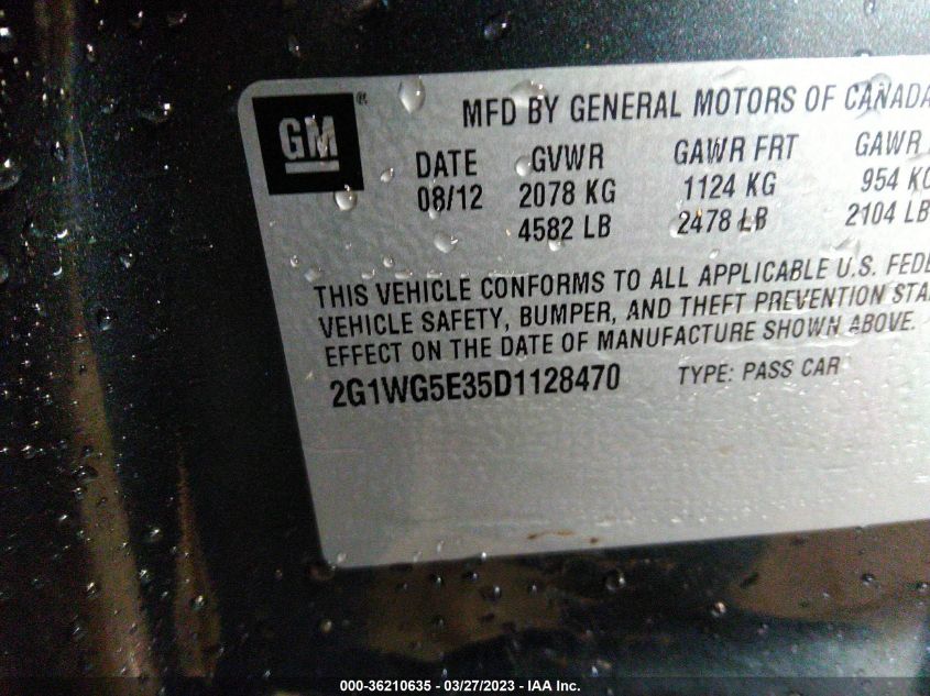 2013 CHEVROLET IMPALA LT - 2G1WG5E35D1128470