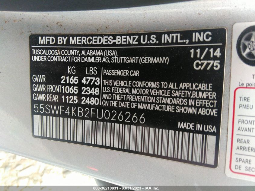 2015 MERCEDES-BENZ C-CLASS C 300 - 55SWF4KB2FU026266