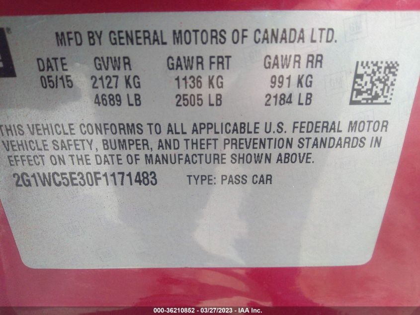 2015 CHEVROLET IMPALA LIMITED LTZ - 2G1WC5E30F1171483