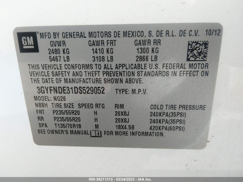 2013 CADILLAC SRX PERFORMANCE COLLECTION - 3GYFNDE31DS529052