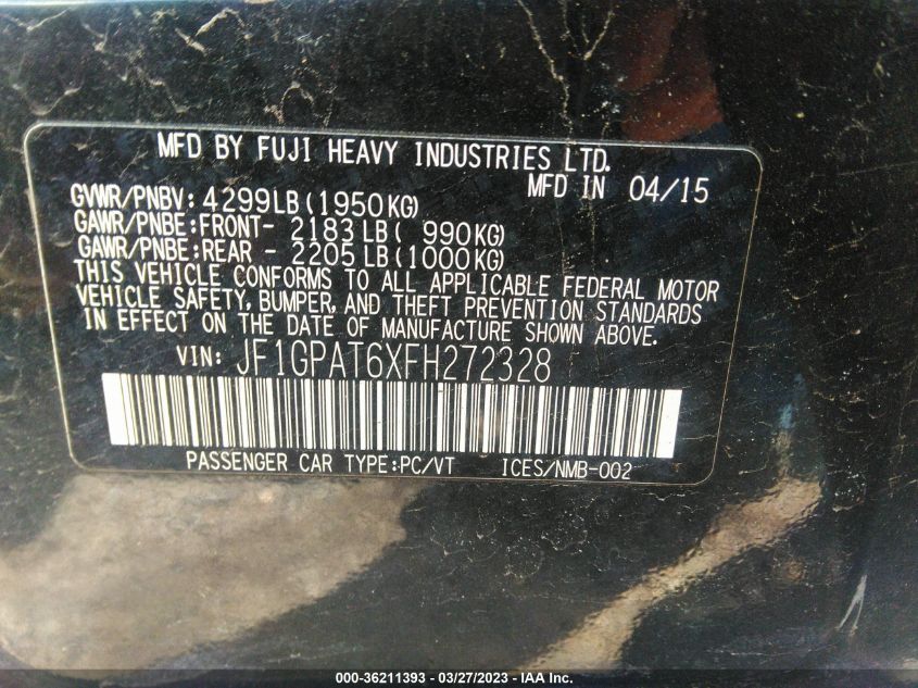 2015 SUBARU IMPREZA WAGON 2.0I SPORT PREMIUM - JF1GPAT6XFH272328