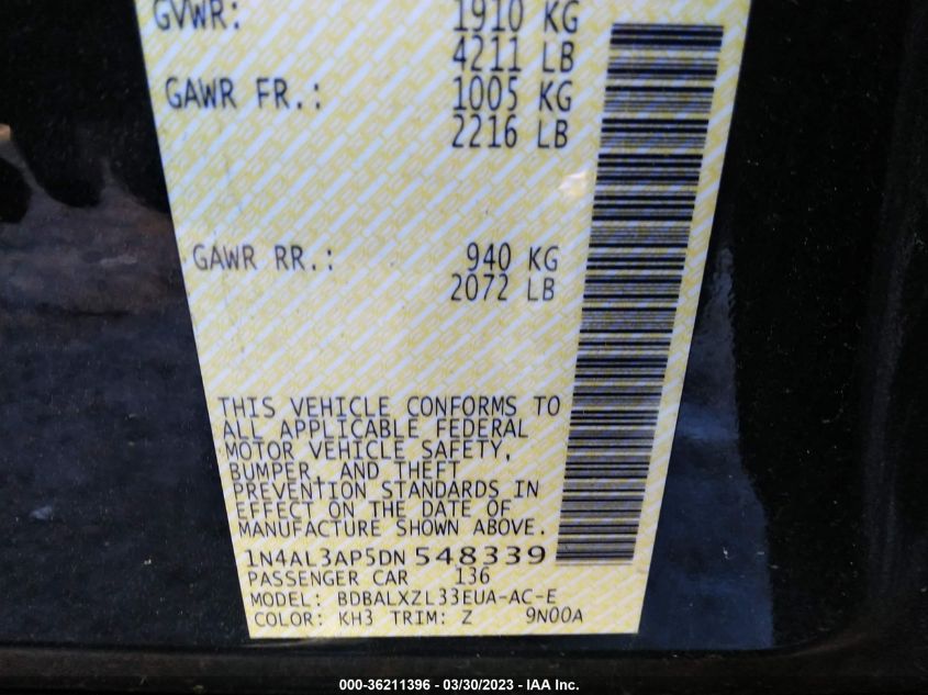 2013 NISSAN ALTIMA 2.5 SL - 1N4AL3AP5DN548339