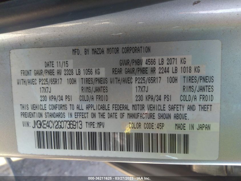 2016 MAZDA CX-5 TOURING - JM3KE4CY2G0736913