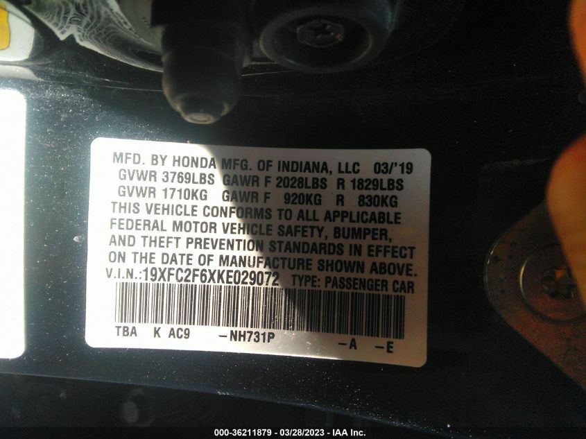 2019 HONDA CIVIC SEDAN LX - 19XFC2F6XKE029072