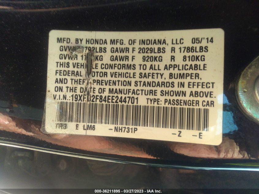 2014 HONDA CIVIC SEDAN EX - 19XFB2F84EE244701