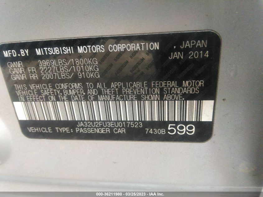 2014 MITSUBISHI LANCER ES - JA32U2FU3EU017523