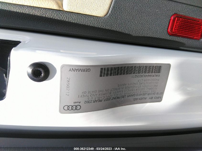 2018 AUDI A4 PREMIUM - WAUKMAF4XJA225211