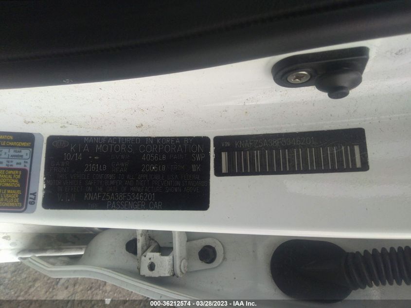 2015 KIA FORTE 5-DOOR SX - KNAFZ5A38F5346201