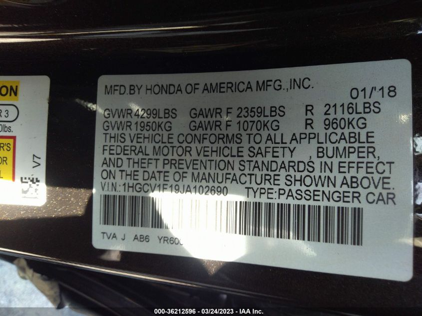 2018 HONDA ACCORD SEDAN LX 1.5T - 1HGCV1F19JA102690