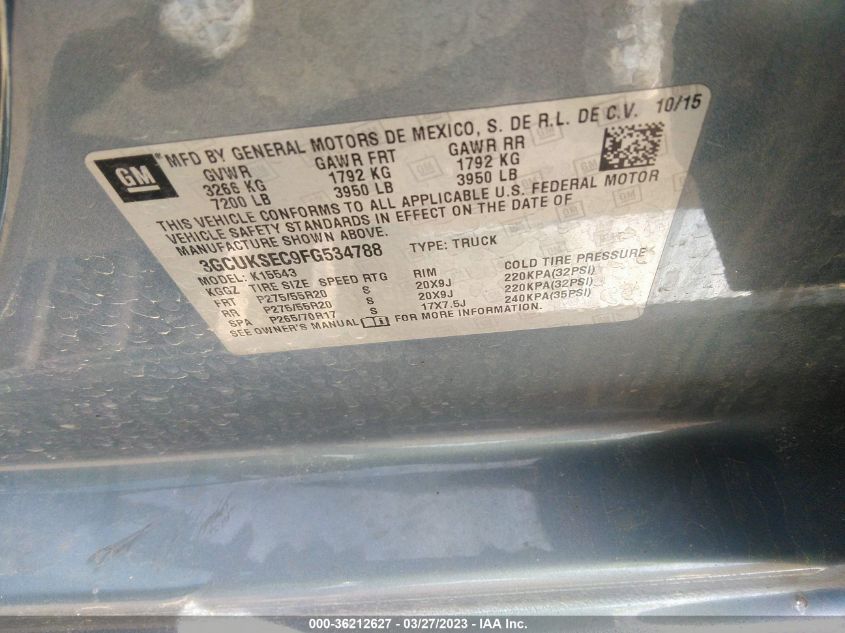 2015 CHEVROLET SILVERADO 1500 LTZ - 3GCUKSEC9FG534788