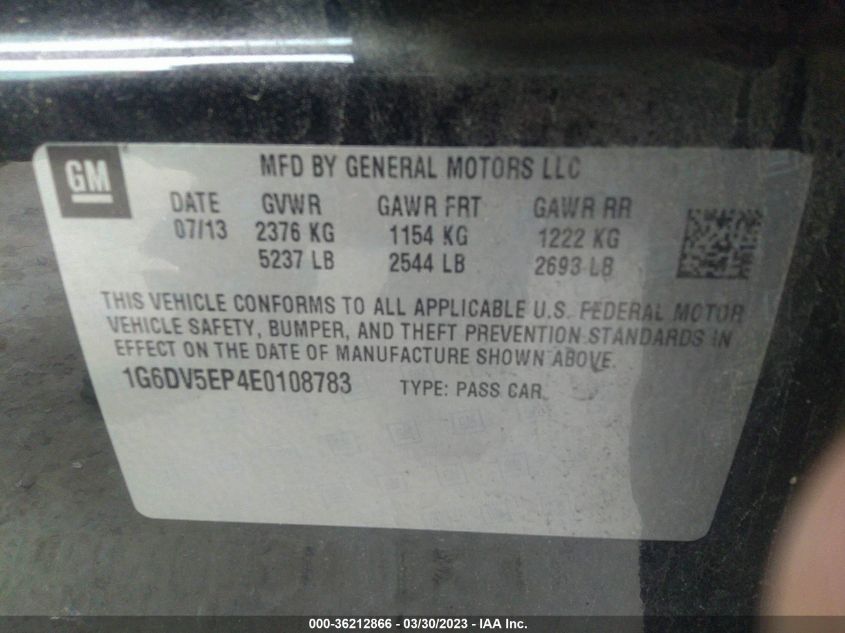 2014 CADILLAC CTS-V SEDAN 1G6DV5EP4E0108783