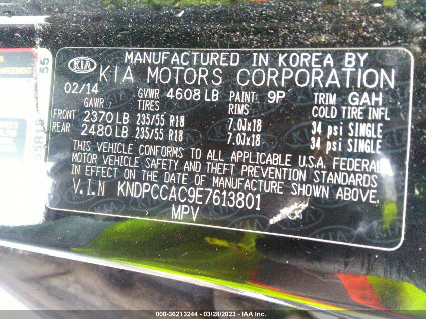 2014 KIA SPORTAGE EX - KNDPCCAC9E7613801