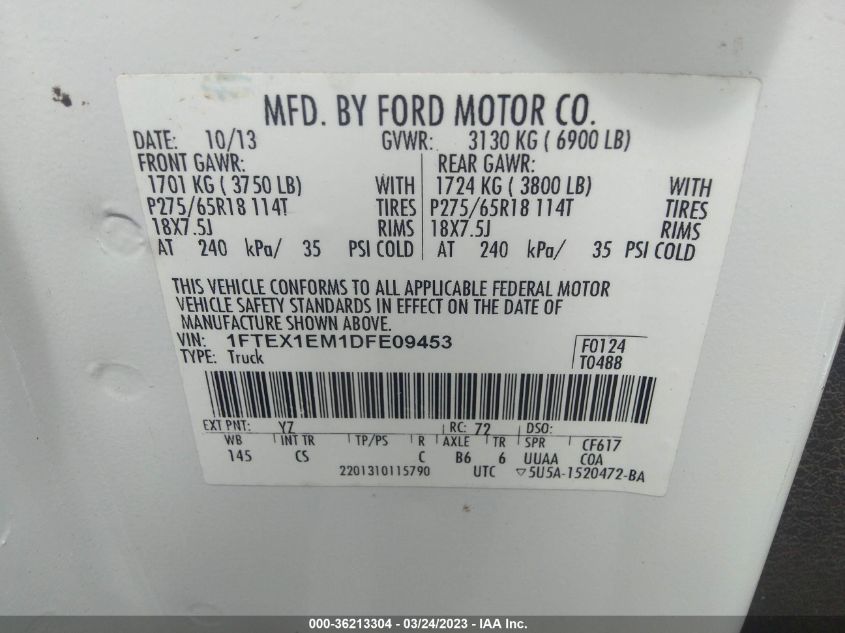 2013 FORD F-150 XL/STX/XLT - 1FTEX1EM1DFE09453