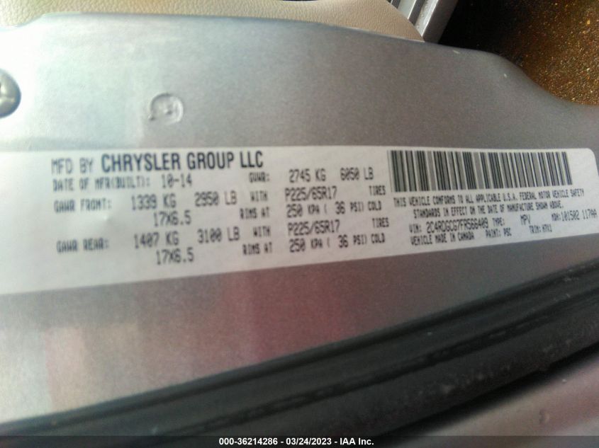 2015 DODGE GRAND CARAVAN SXT 2C4RDGCG7FR566409