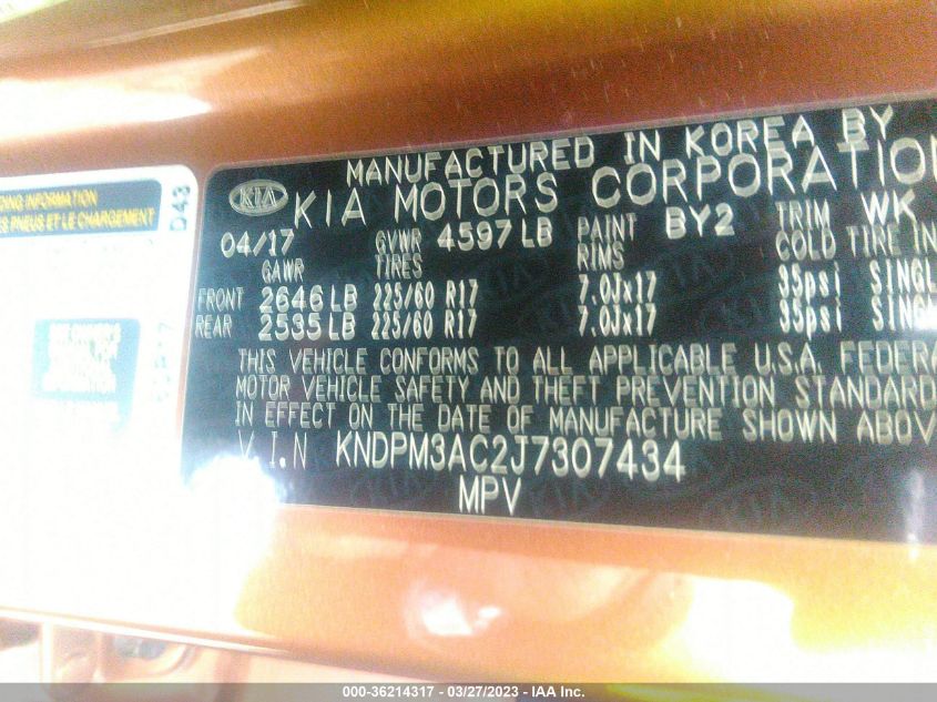 2018 KIA SPORTAGE LX - KNDPM3AC2J7307434