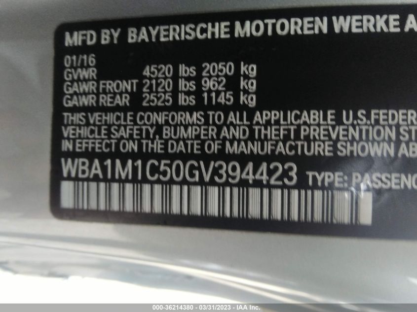 2016 BMW 2 SERIES M235I - WBA1M1C50GV394423