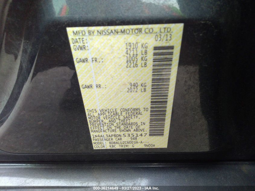 2013 NISSAN ALTIMA 2.5 SV - 1N4AL3AP8DN535147