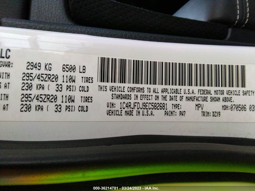 2014 JEEP GRAND CHEROKEE SRT8 - 1C4RJFDJ9EC582681