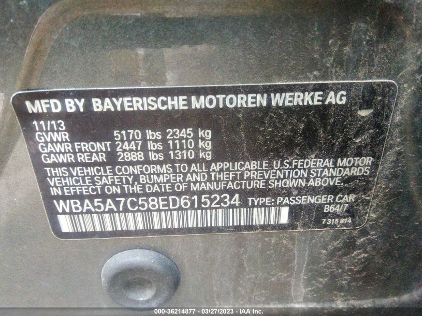 2014 BMW 5 SERIES 528I XDRIVE - WBA5A7C58ED615234
