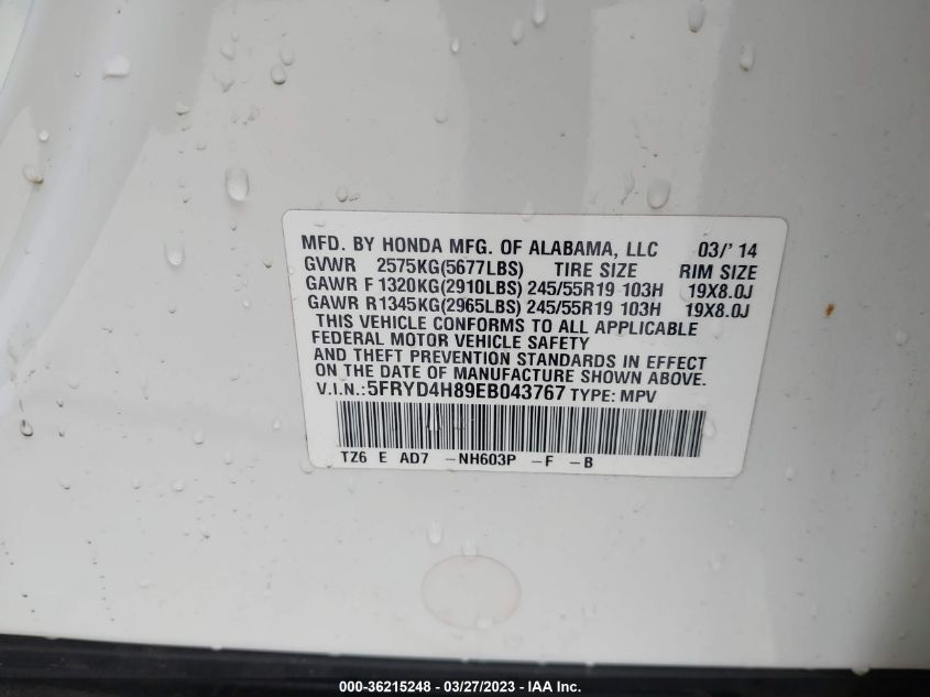 2014 ACURA MDX - 5FRYD4H89EB043767