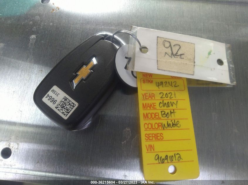 2021 CHEVROLET BOLT EV LT 1G1FY6S06M4108374