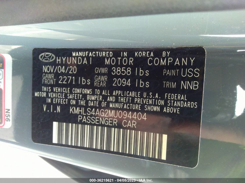 KMHLS4AG2MU094404 Hyundai Elantra SEL 9